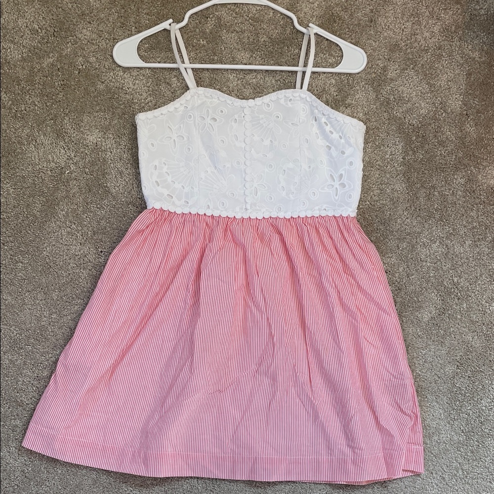 Lilly Pulitzer White Eyelet Bodice Pink Striped Sundress